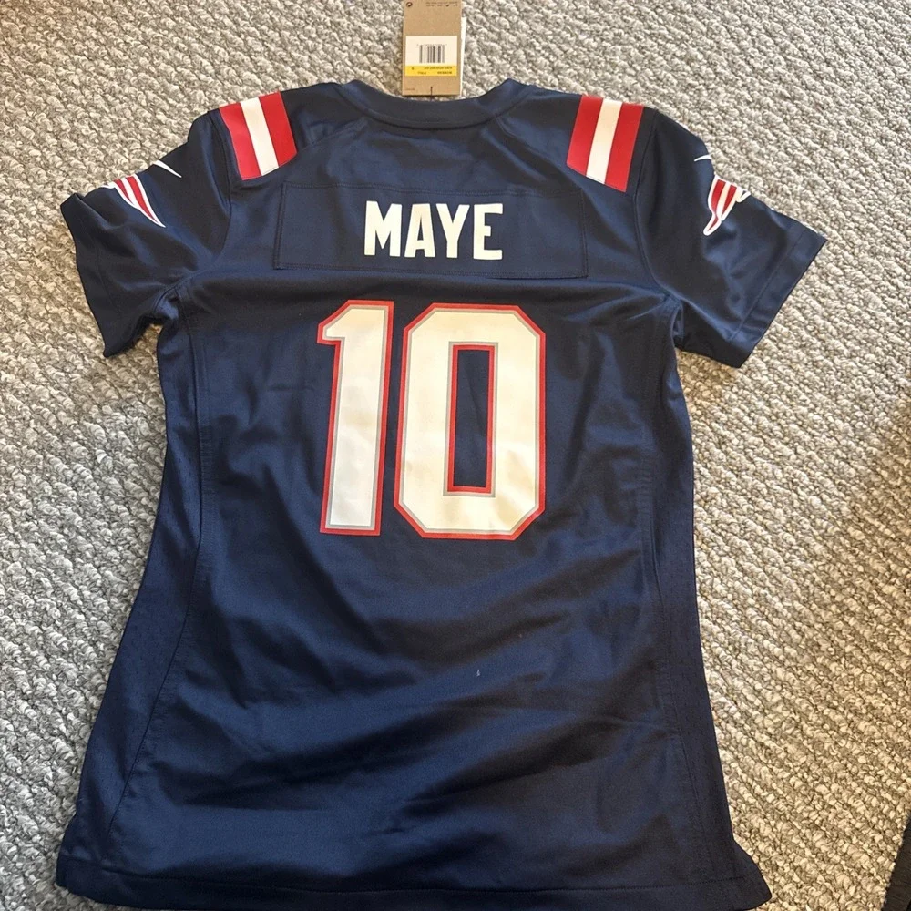New Nike Drake Maye New England‎ Patriots Blue Game Jersey Women's SZ S $130
